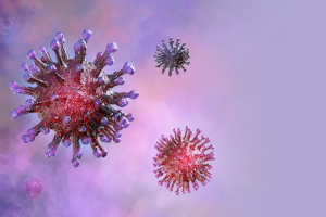 magnified illustrations of coronavirus